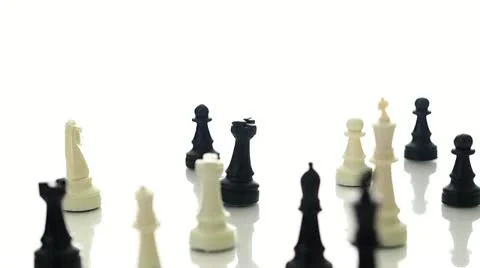 Chess Pieces On Rotating Display 2 Stock Footage 21976302