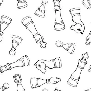 Chess pieces seamless pattern. Vector illustration set of chess pieces seamle Stock Illustration
