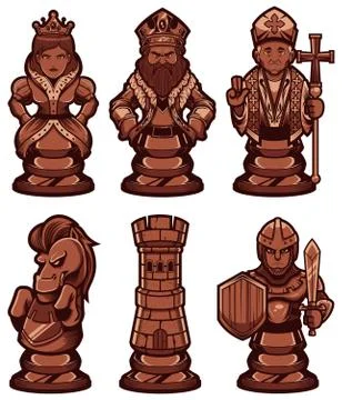 Chess Pieces Set Black Stock Illustration