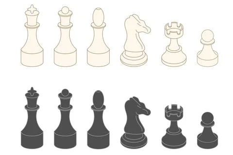 Chess pieces set. Isolated on white background. Stock Illustration