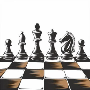 Chess pieces set on white background Stock Illustration