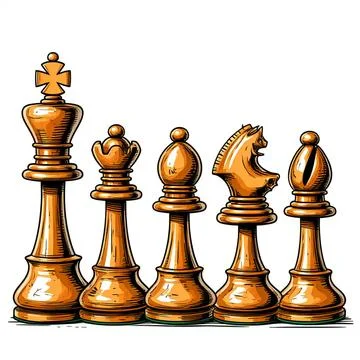 Chess pieces set on white background Stock Illustration