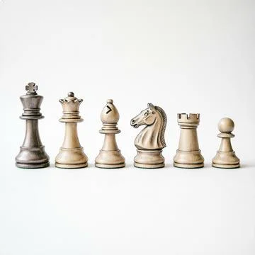 Chess pieces set on white background Stock Illustration