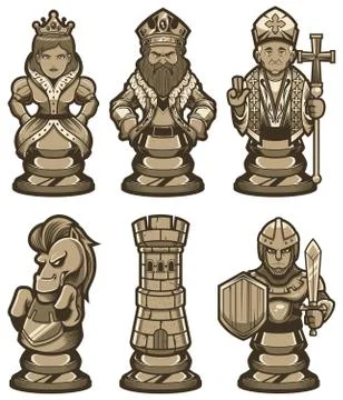 Chess Pieces Set White Stock Illustration