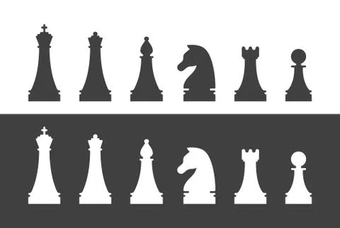 Chess pieces silhouettes vector set Stock Illustration