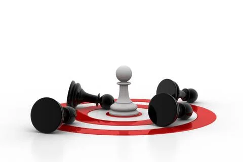 Chess pieces on the target icon Free Stock Illustration