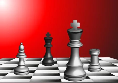 Chess pieces vector in 3D optics black and white Illustrazione stock