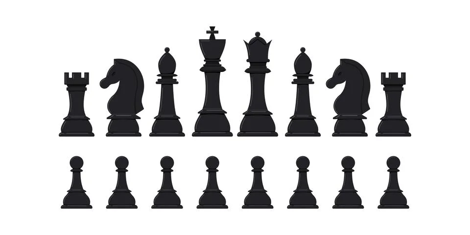 Chess pieces vector icon set isolated on white background. Stock Illustration