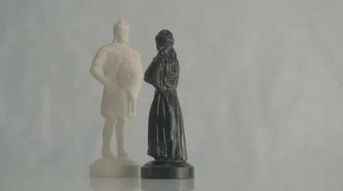 Chess pieces. White King vs Black queen. Stock Footage 43241355