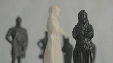 Chess pieces. White queen vs Black queen. Stock-Footage 43241192