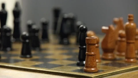 A chess player makes a move. Stock Footage 78611802