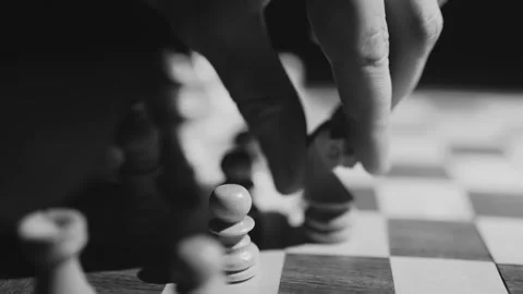 Chess Player moves their knight over pawns 스톡 동영상 262007959
