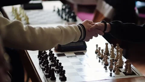 Chess players shake hands Stock Footage 238643275