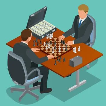 Chess players. Two man sitting and playing chess. Chess strategy イラスト素材