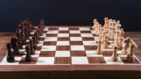 Chess on a playing board Stock Footage 114497755