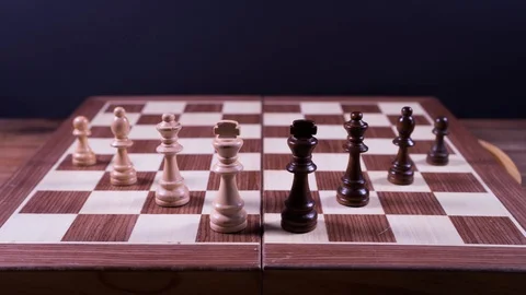 Chess on a playing board Stock Footage 114577668