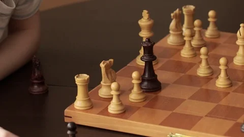 Chess playing process. Closeup Stock Footage