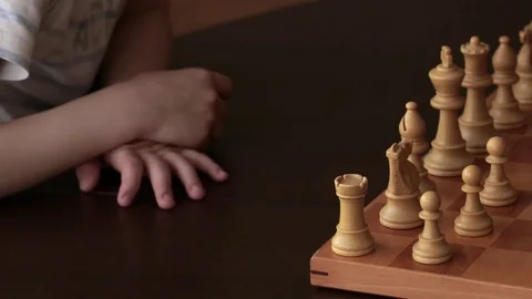 Chess playing process. Closeup Stock Footage