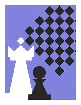 Chess print design. Chess queen and pawn. Stock Illustration