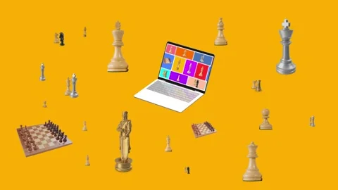 Chess products from laptop. Stock Footage 201555328