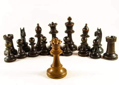 Chess The Queen Faces an Army Stock Photos