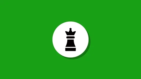 Chess queen icon animation on green background with long shadow effect and .. Stock Footage 327762660