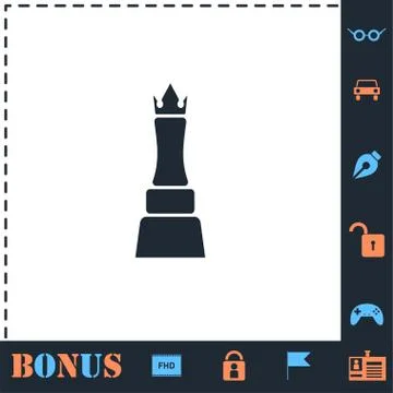 Chess queen icon flat Stock Illustration