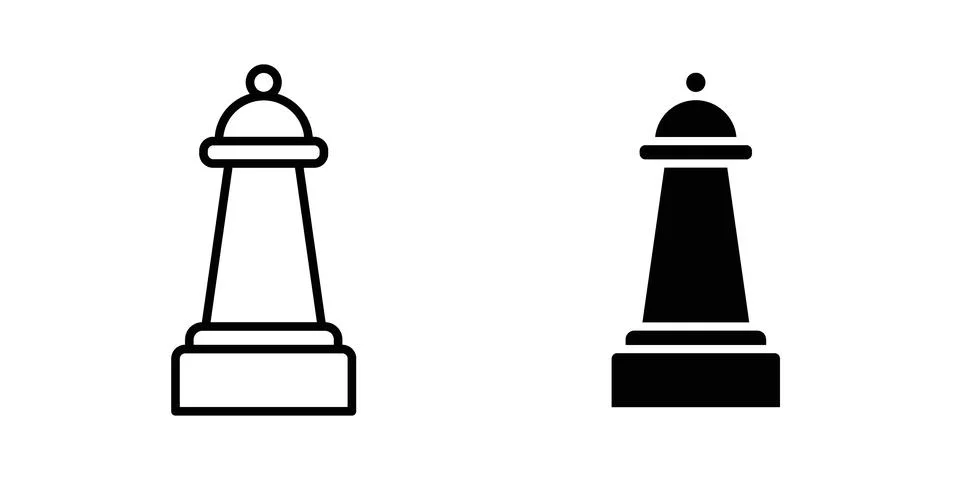 Chess queen icon silhouette vector set. thin line pack Illustrazione stock