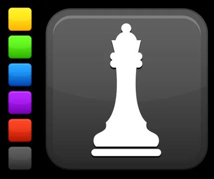 Chess queen icon on square internet button Stock Illustration