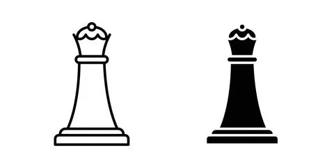 Chess queen icon symbol. Vector illustration pack in black color. Stock Illustration