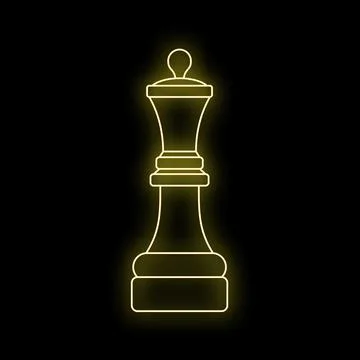 Chess queen neon outline representing strategy and leadership Illustrazione stock