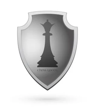 Chess queen on a shield. Chess concept design Stock Illustration