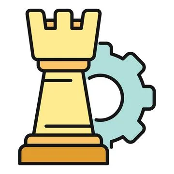 Chess rook and gear combining strategy with process 스톡 일러스트