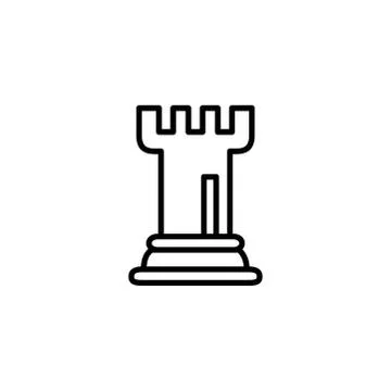 Chess Rook Line Icon In Flat Style Vector For Apps, UI, Websites. Illustrazione stock