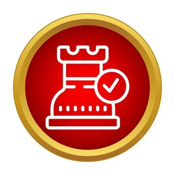 Chess rook piece with check mark icon Stock Illustration