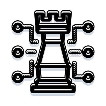 Chess rook piece with connected security keys concept Stockillustratie