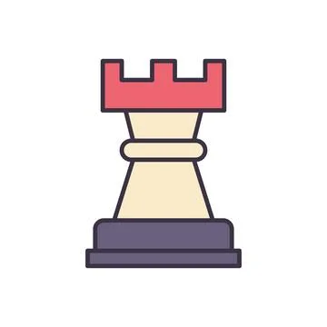 Chess Rook related vector icon Stock Illustration