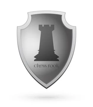 Chess rook on a shield. Chess concept design Stock Illustration