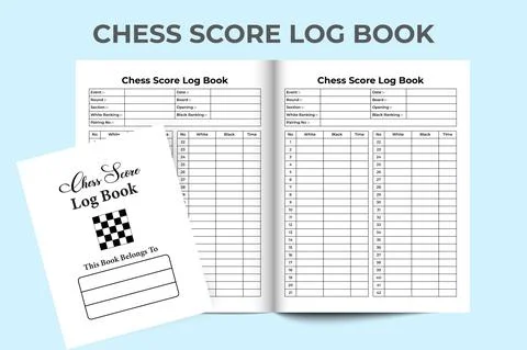 Chess score logbook KDP interior. Chess game tracker and score checker templa Stock Illustration