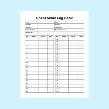 Chess score logbook KDP interior. Chess game tracker and score checker temp.. Stock Illustration