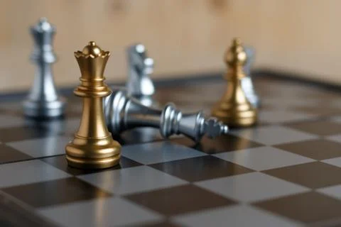 Chess set on board Stock Photos