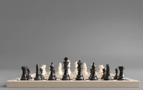 Chess set, Competition, game, war, emulation and planning concept, 3D render Stock Illustration