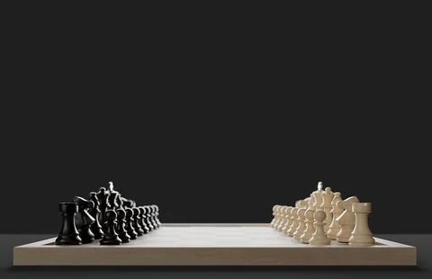 Chess set side view, Competition, game, war, emulation and planning concept.. Stock Illustration