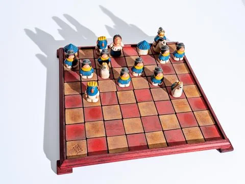 Chess Set on White Background Foto stock