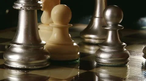 Chess, silver pawns Stock Footage 21096911