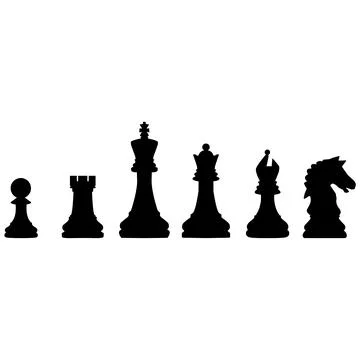 Chess simple icons collection on white background. Chess pieces sign. Stock Illustration