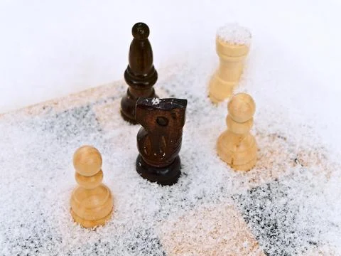 Chess in Snow Stock Photos