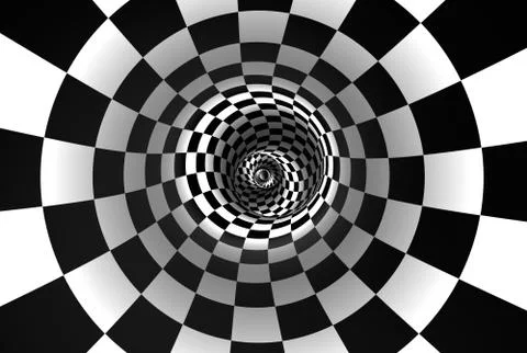 Chess spiral (concept image). The space and time. 3D illustration. Stock Illustration