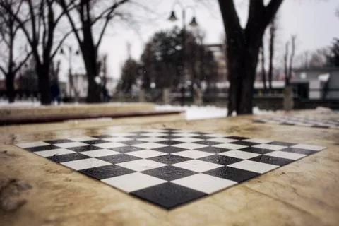 Chess stone table in a park. Фото