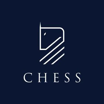 Chess strategy game Logo template with horse, king, pawn and rook. Logos fo.. Stock Illustration